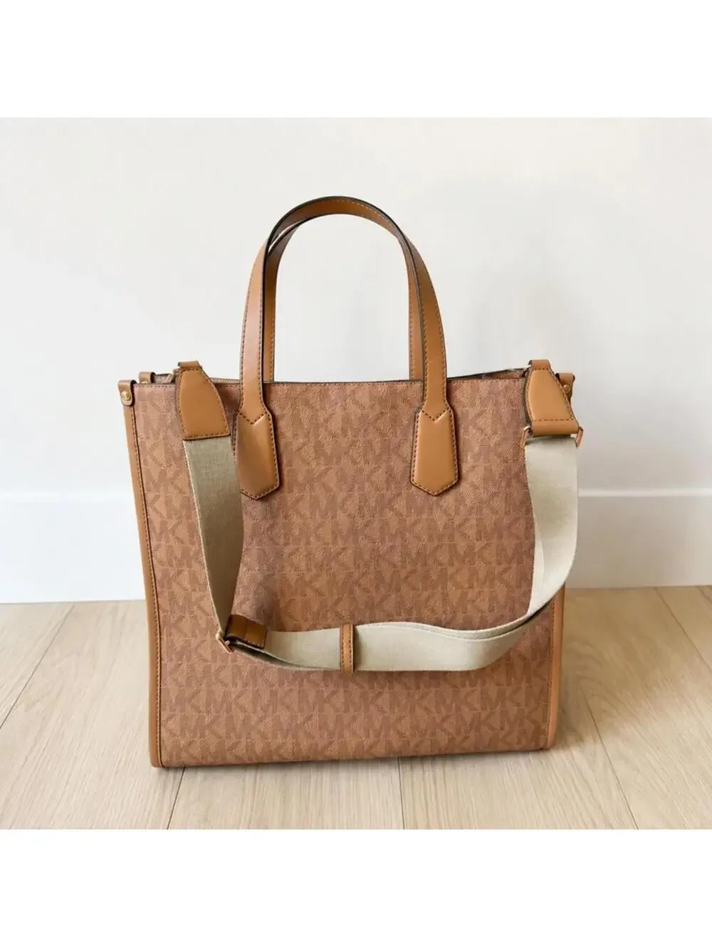 Michael Kors Brown Signature Tote Bag Large Crossbody Laptop Work Bag